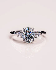 Oval Moissanite Art Deco Engagement Ring